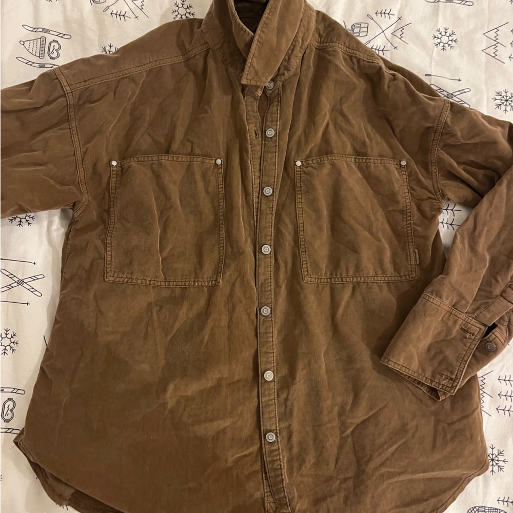 SOLD Free People.Brown Corduroy Western Style Button Down